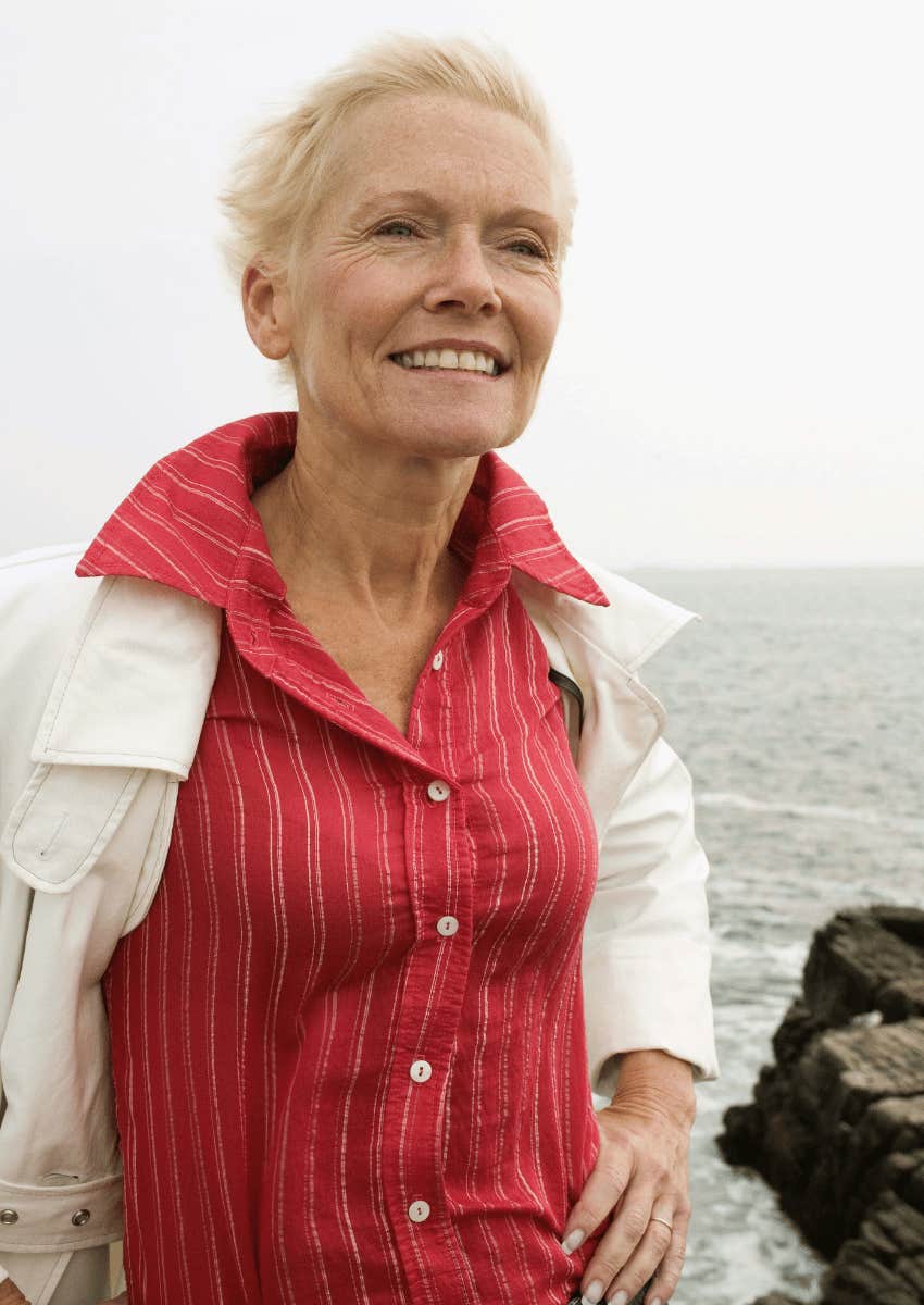 content confident older woman feeling happier as she ages