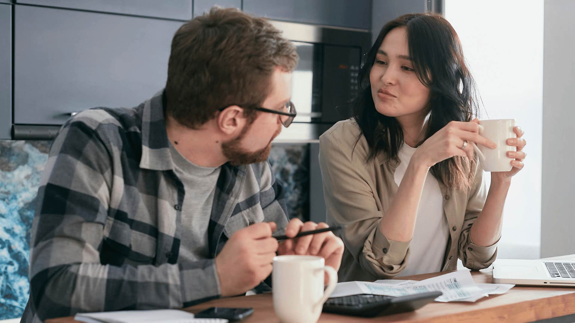couple talking honestly with each other about relationship with step children