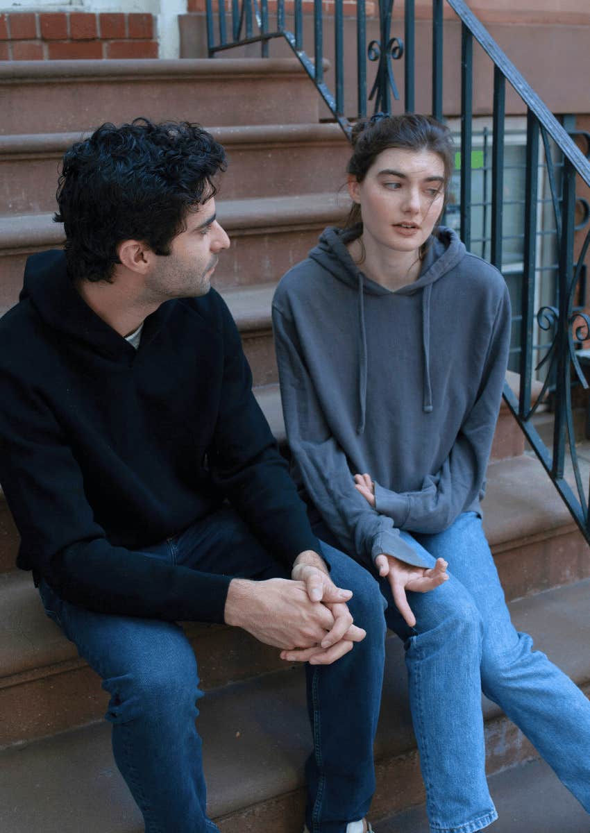 difficult and nondifficult partner having a serious conversation