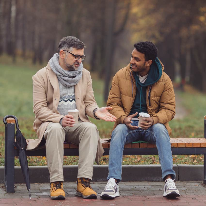 man telling stranger "wow, that sounds hard" after asking about his job