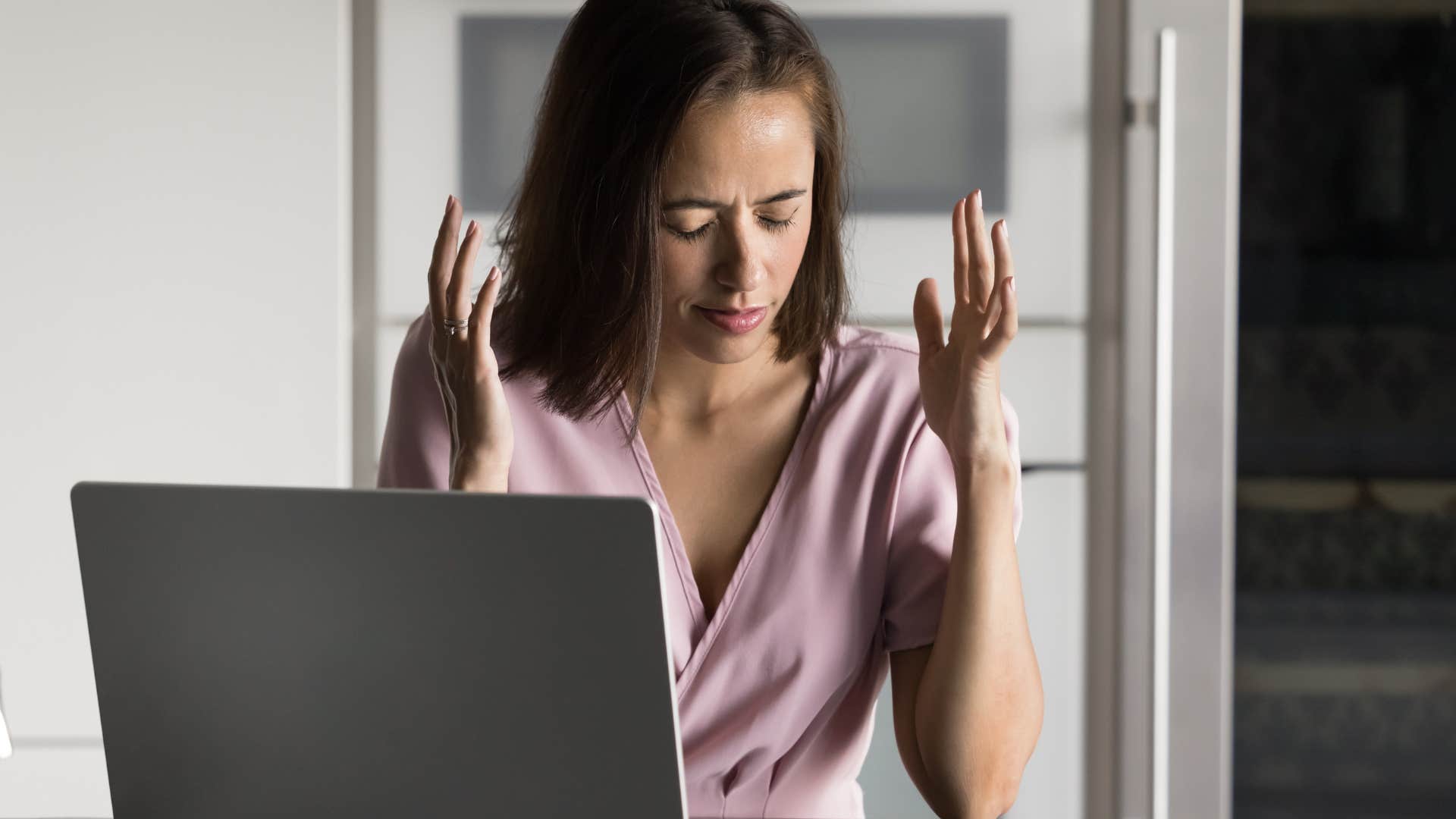 woman with adhd traits about to fly into a rage listening to asmr videos