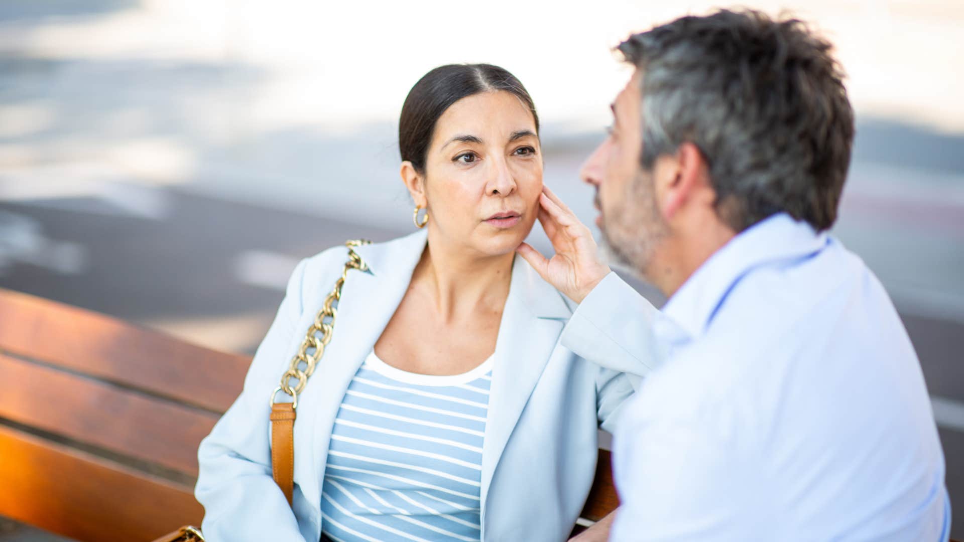 Serious Gen-X couple chats about adversity