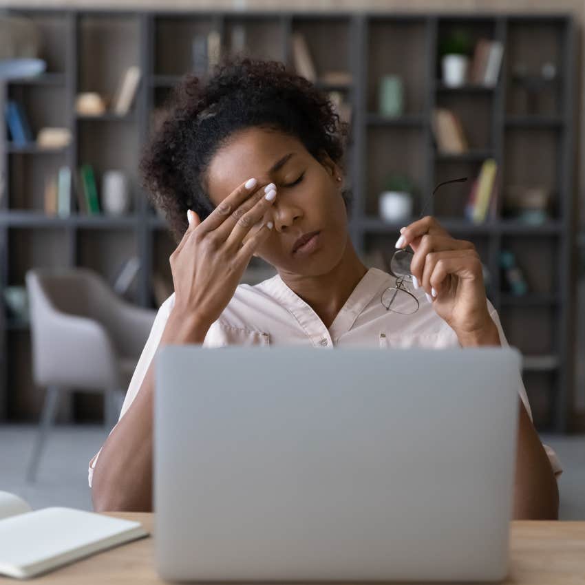gen z woman struggling with boundaries in the workplace