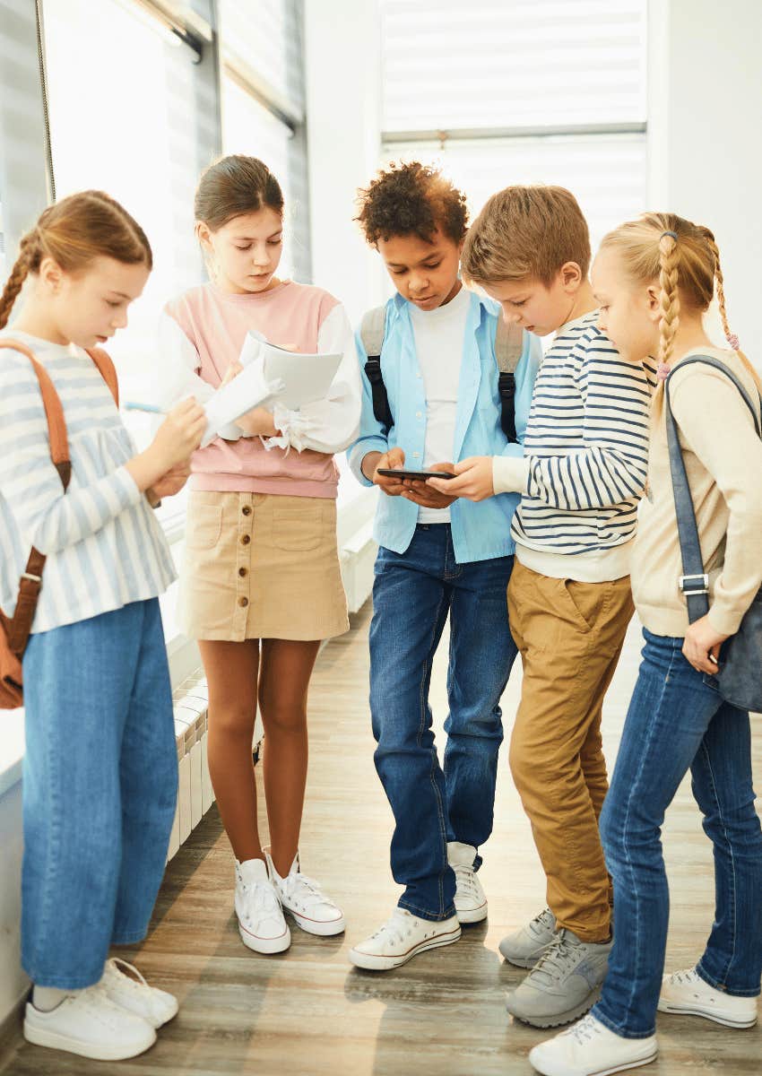 group of young school friends