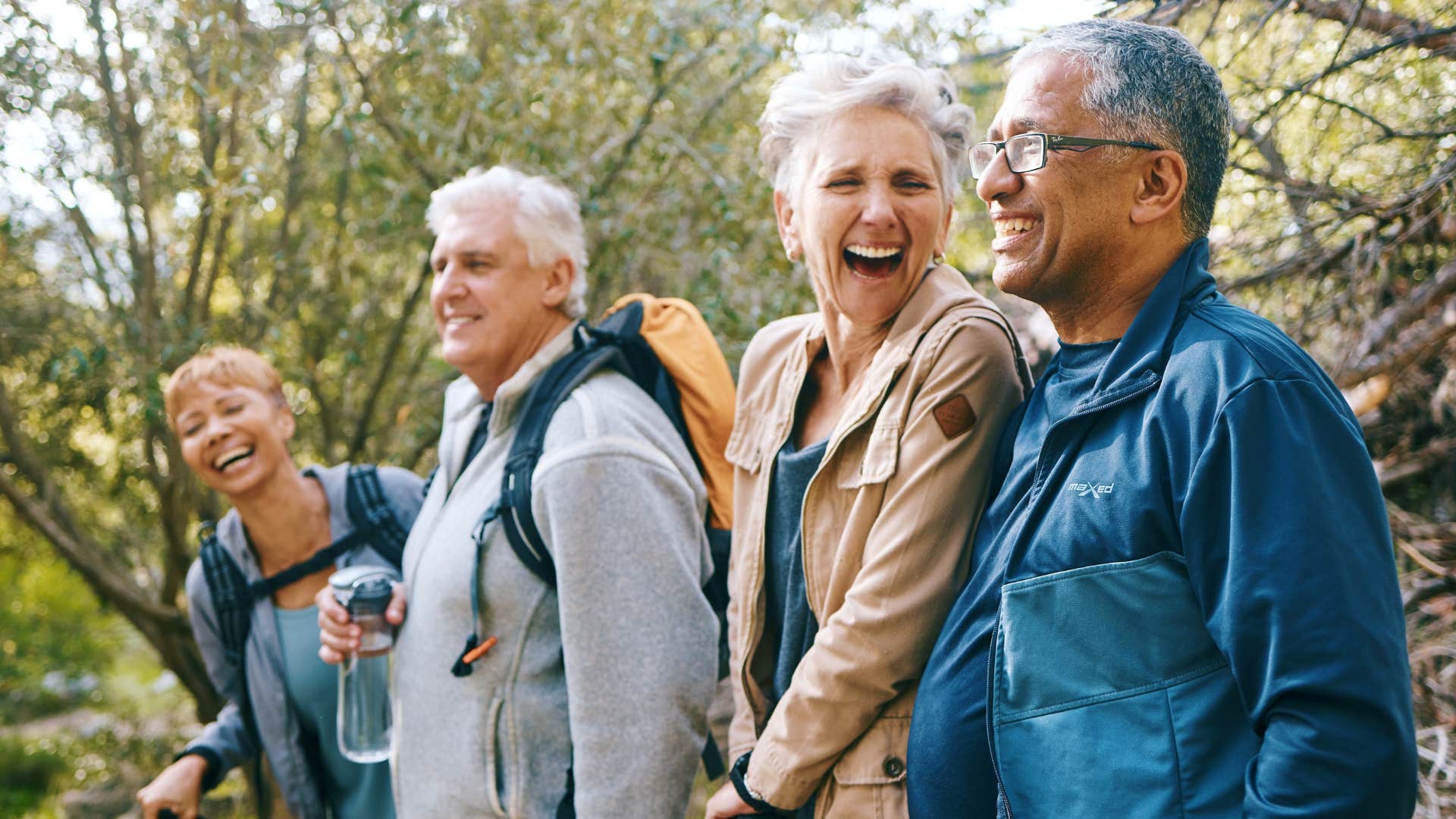 Excited older people share sense of awe in nature