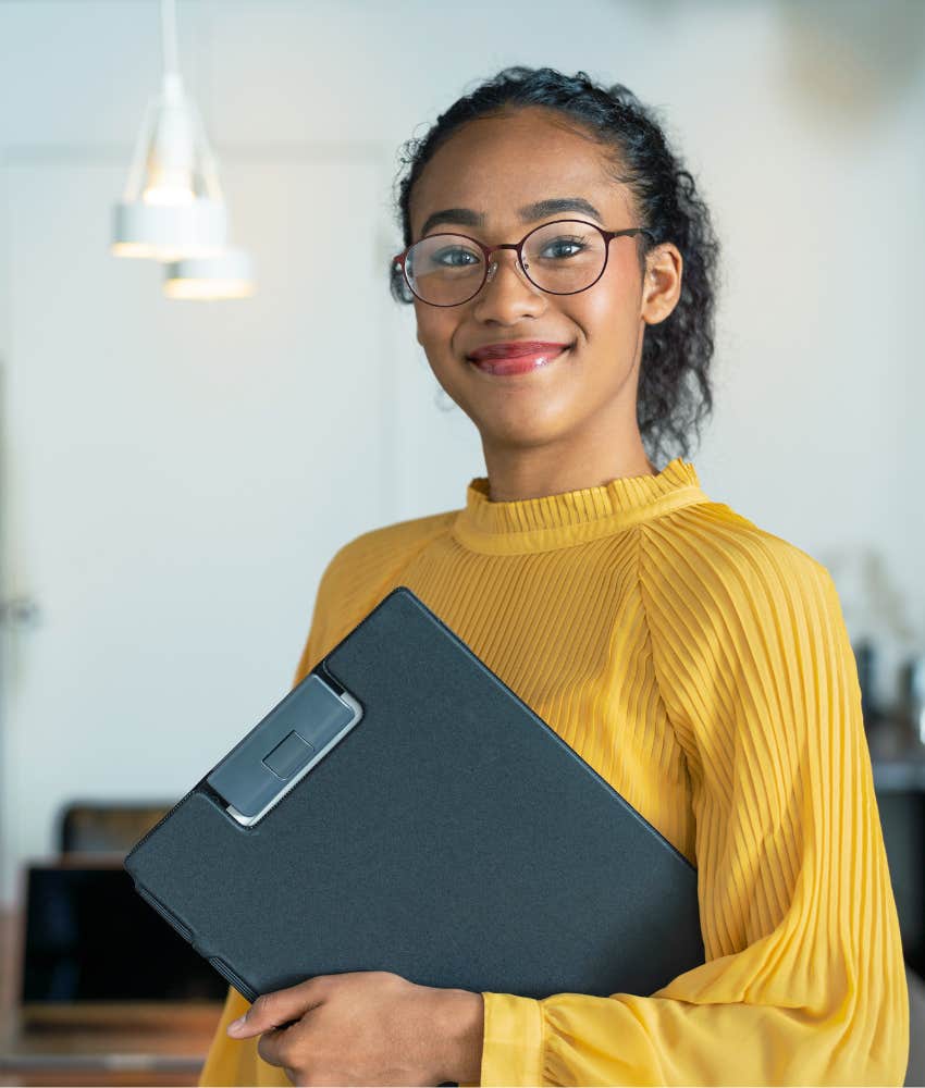 successful person with clipboard showing resistance was on their side