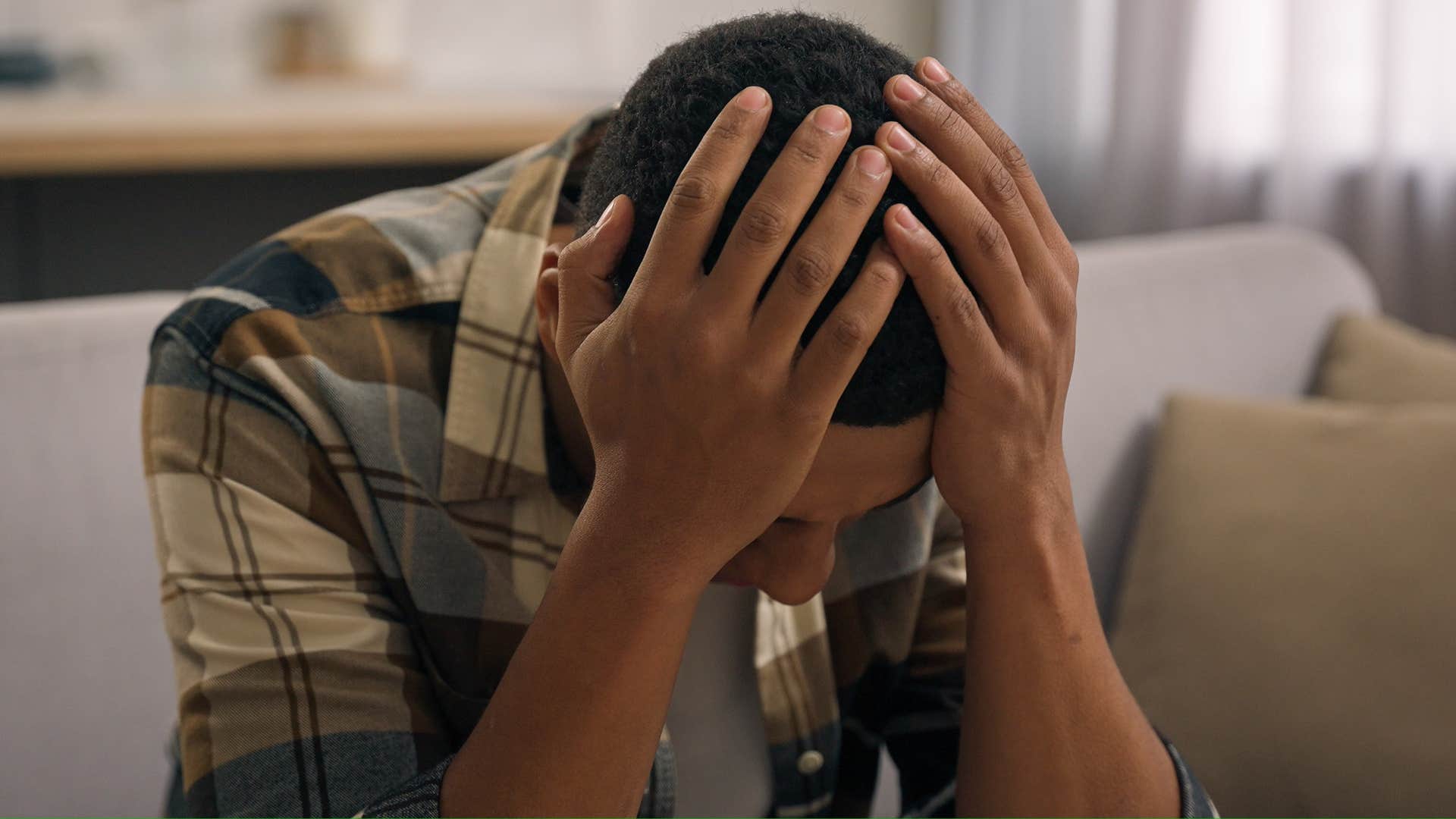 sad man realizing he needs to divorce his wife after doubting his own memory