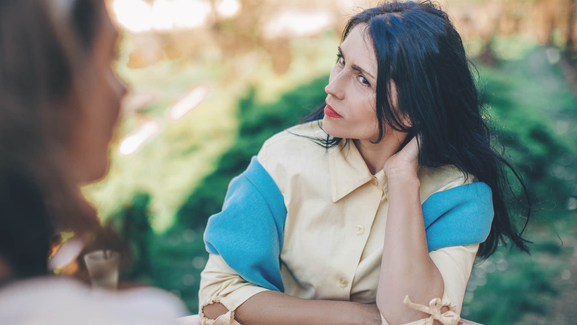 woman who is an old soul telling friend I don't mind being misunderstood