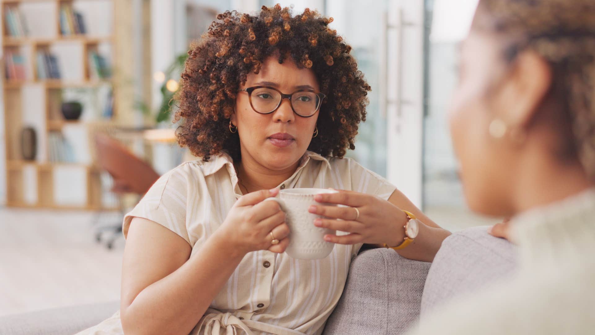 woman telling her friend I need space to think
