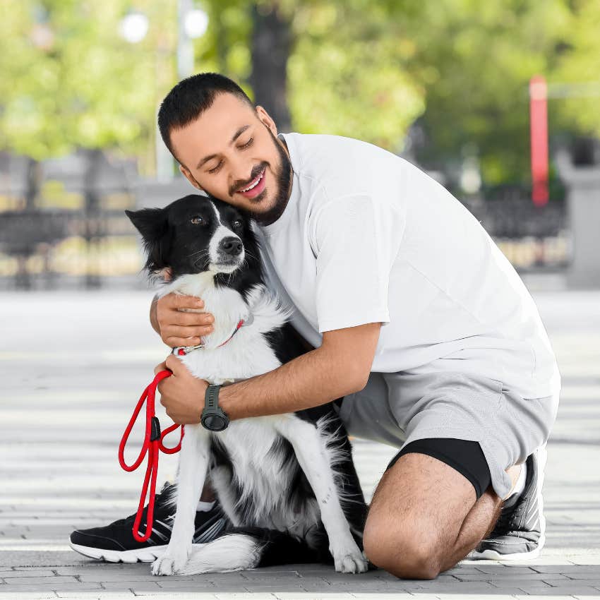 man becoming besties with his girlfriend's dog