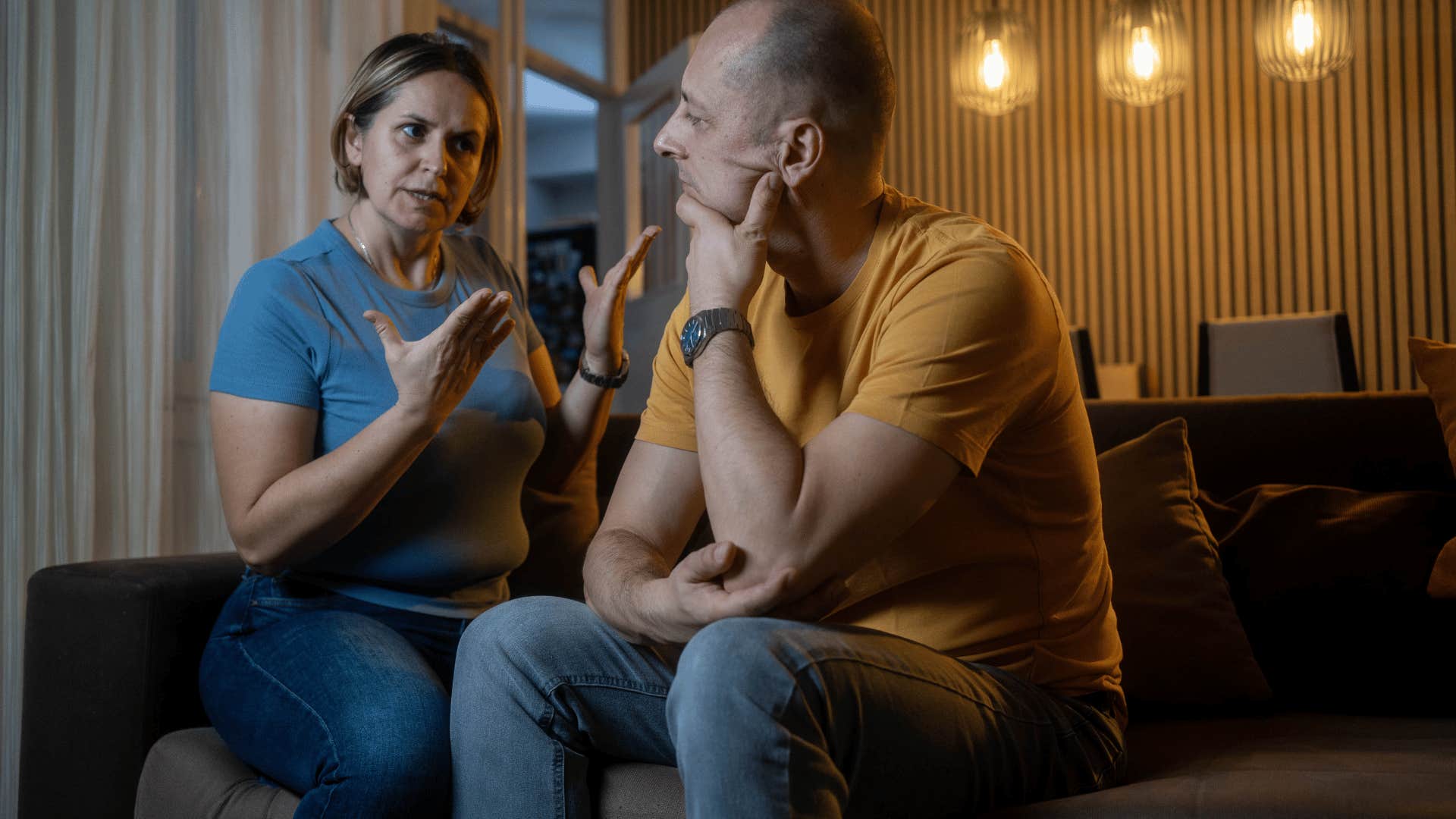 man who is more serious than woman realizes as he handles small conflict with respect