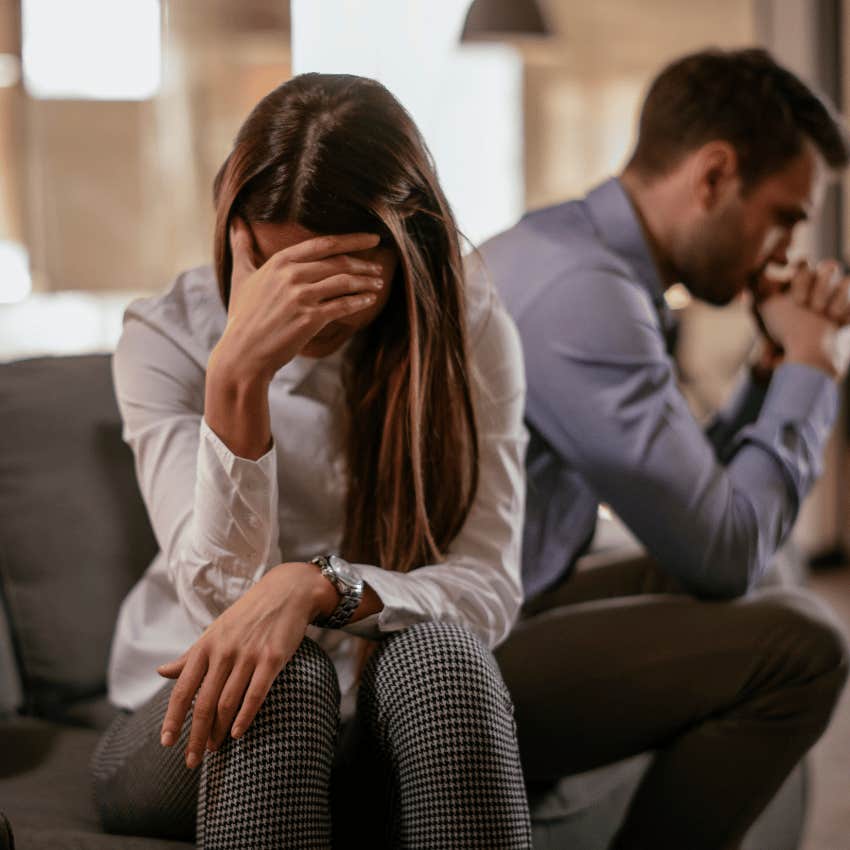 smart woman in a bad mood because of a man who refuses to take accountability 