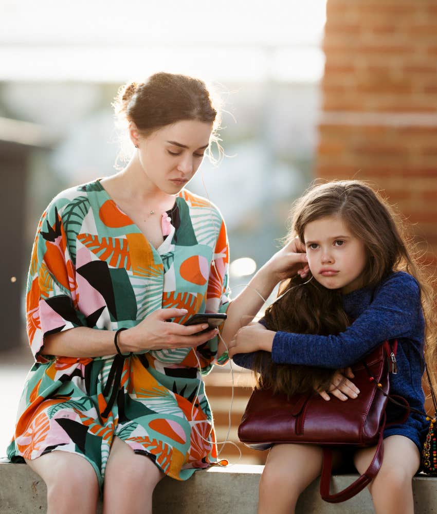 Upset child is fed up with micromanaging parent