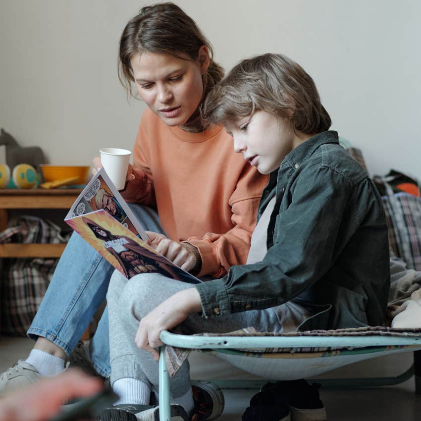 family experiencing homelessness sitting in a shelter