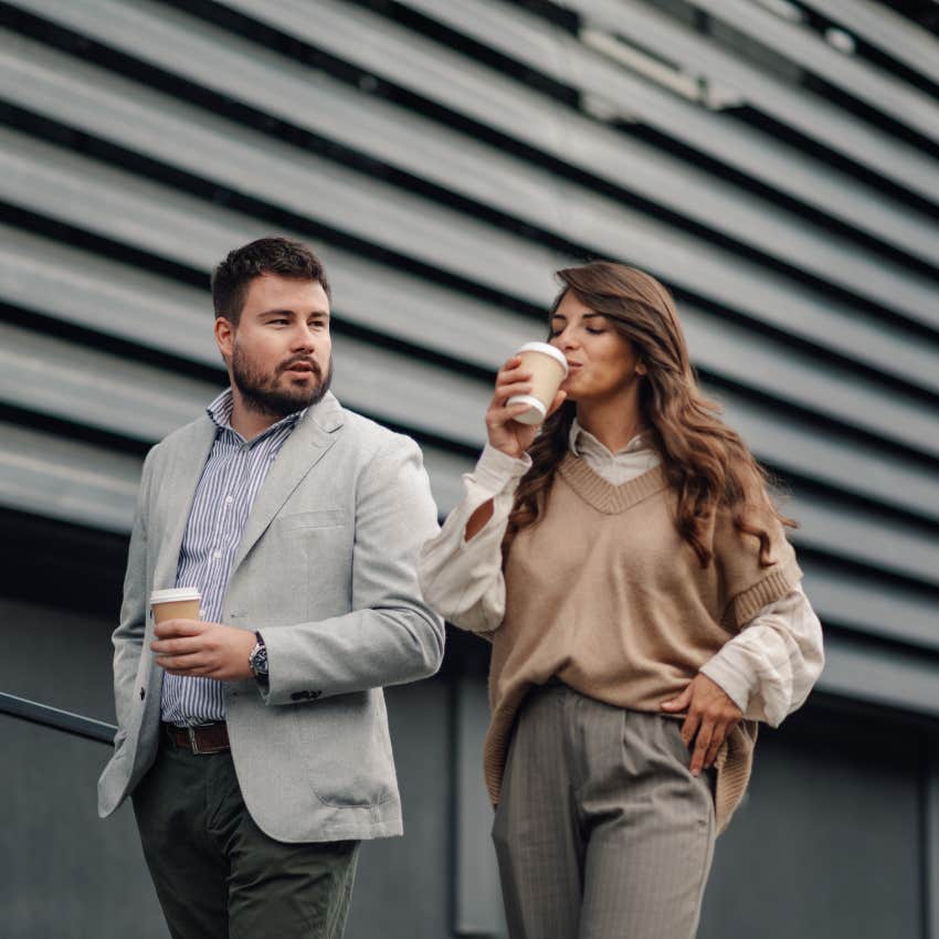 man showing empathy while talking to a co-worker he doesn't know well