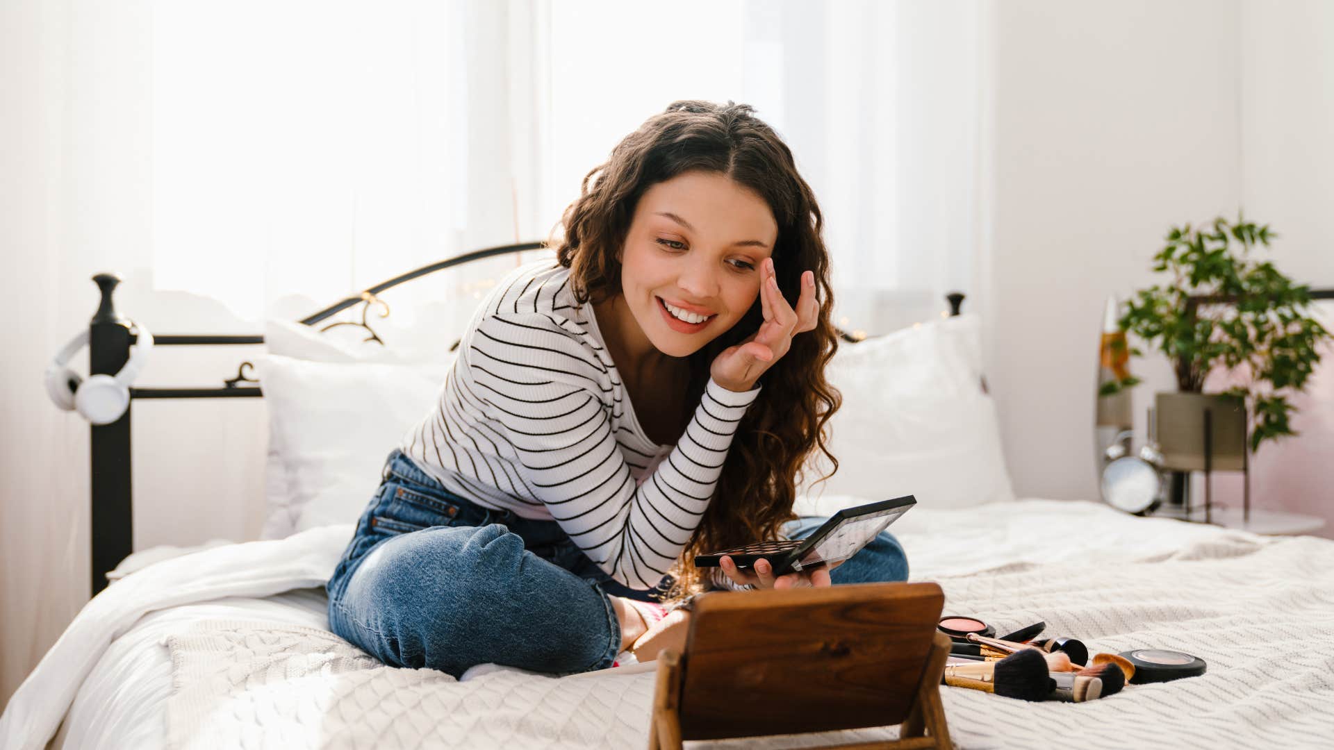 woman using beauty products