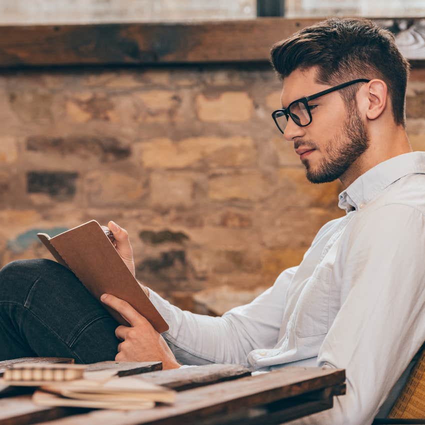 man reading who is curious and creative because his parents read to him every night