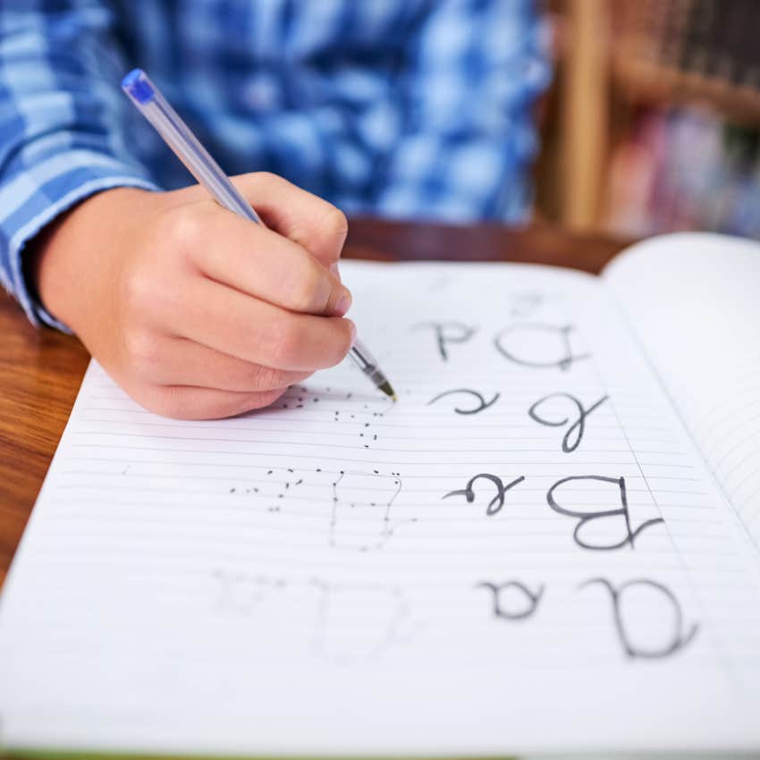 Child practicing handwriting