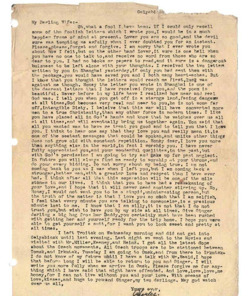 image of WWI love letter showing chances