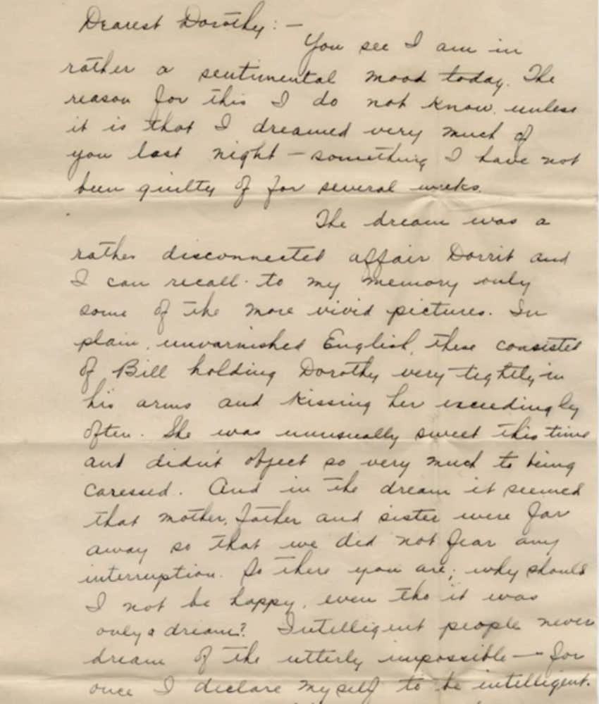 Image of WWI love letter showing endearment