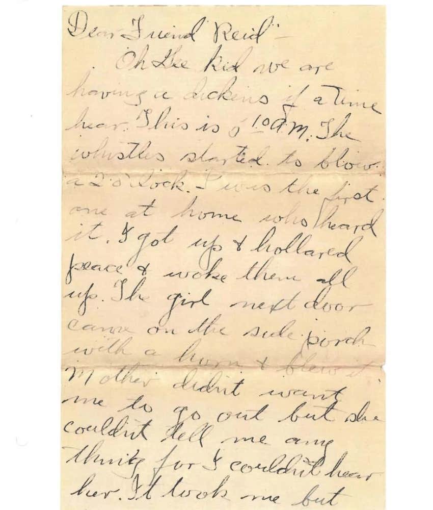 image of WWI love letter showing a lack of lamenting