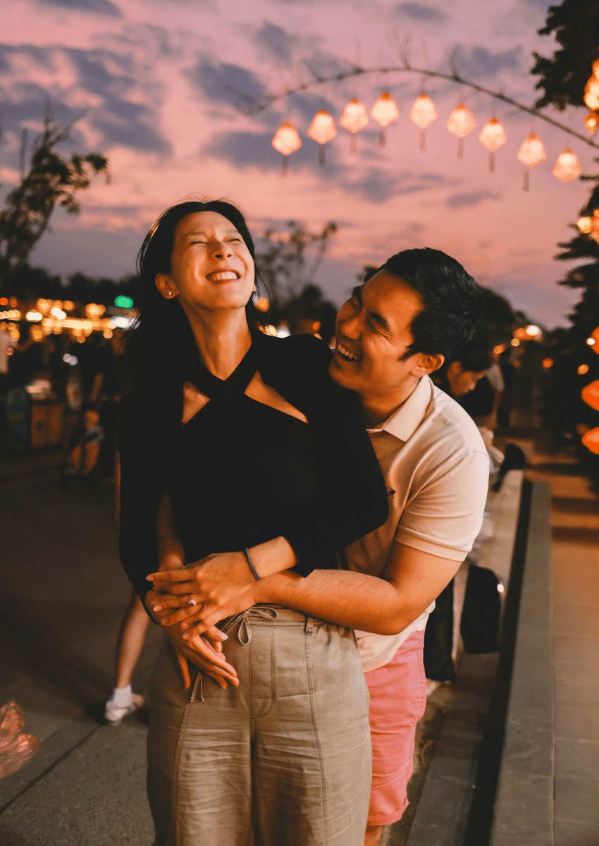 loving couple laughing together