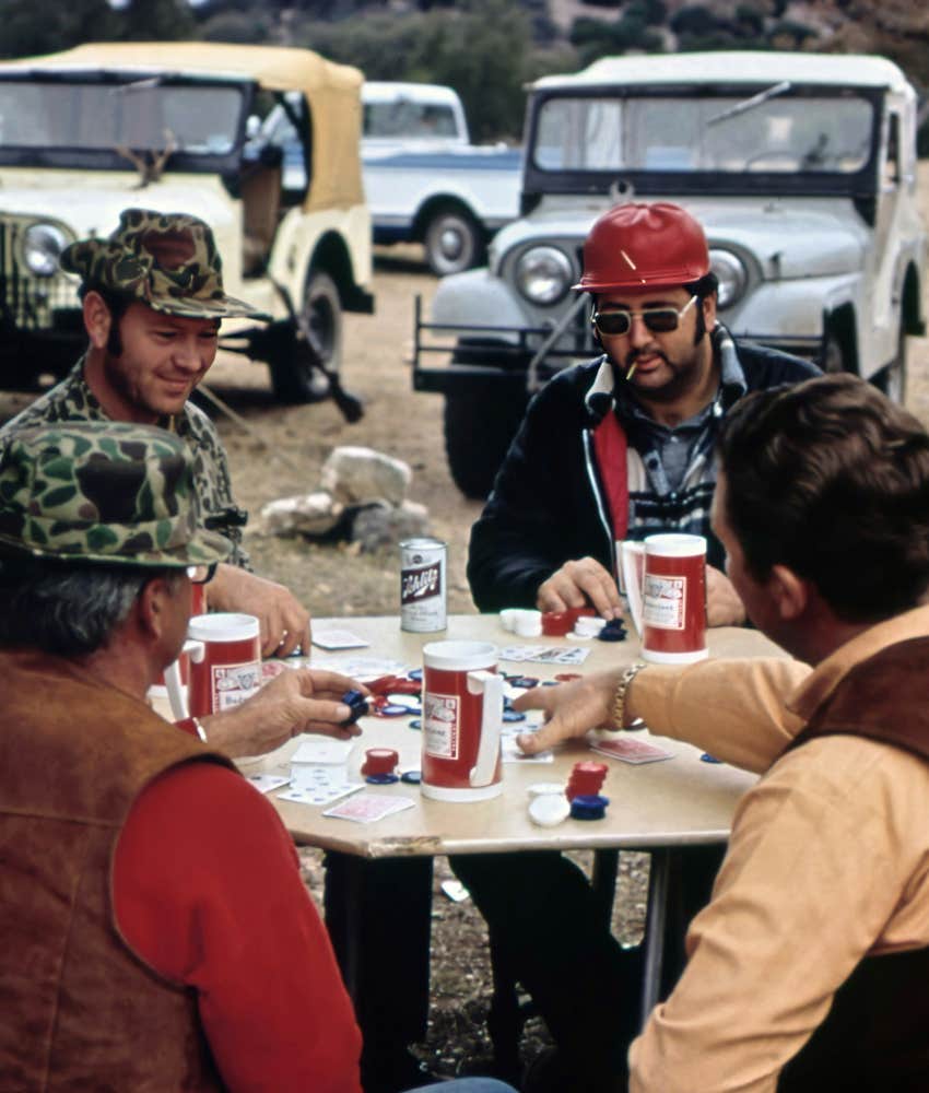 Archival image Nov. 1972 Deer hunters relax between kills