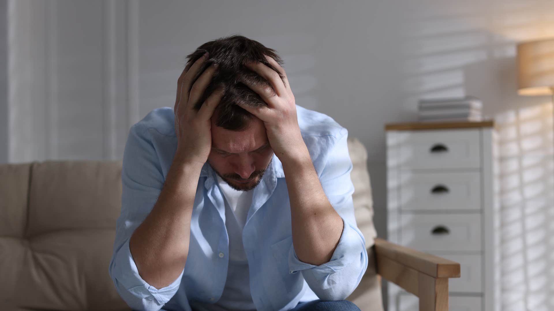 sad man with a fear of being misunderstood and having few friends