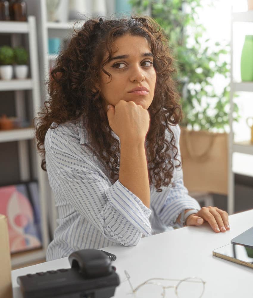 worker with lack of confidence feels ashamed to communicate