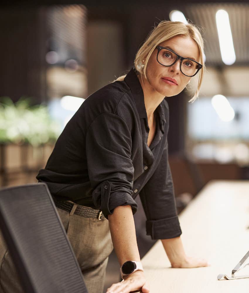pensive person in office showing lack of confidence makes it hard to decide