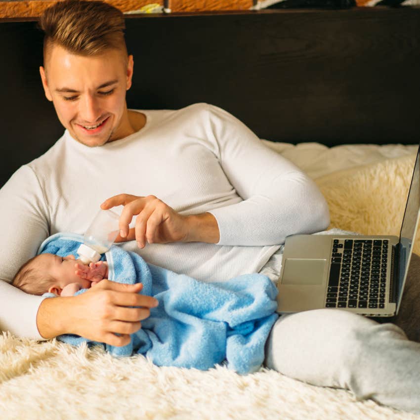 dad stepping up to help with newborn even if it cuts into his self-care