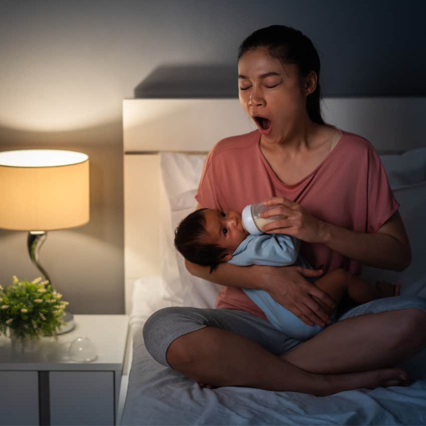 mom who is tired with newborn because husband won't give up video games to help