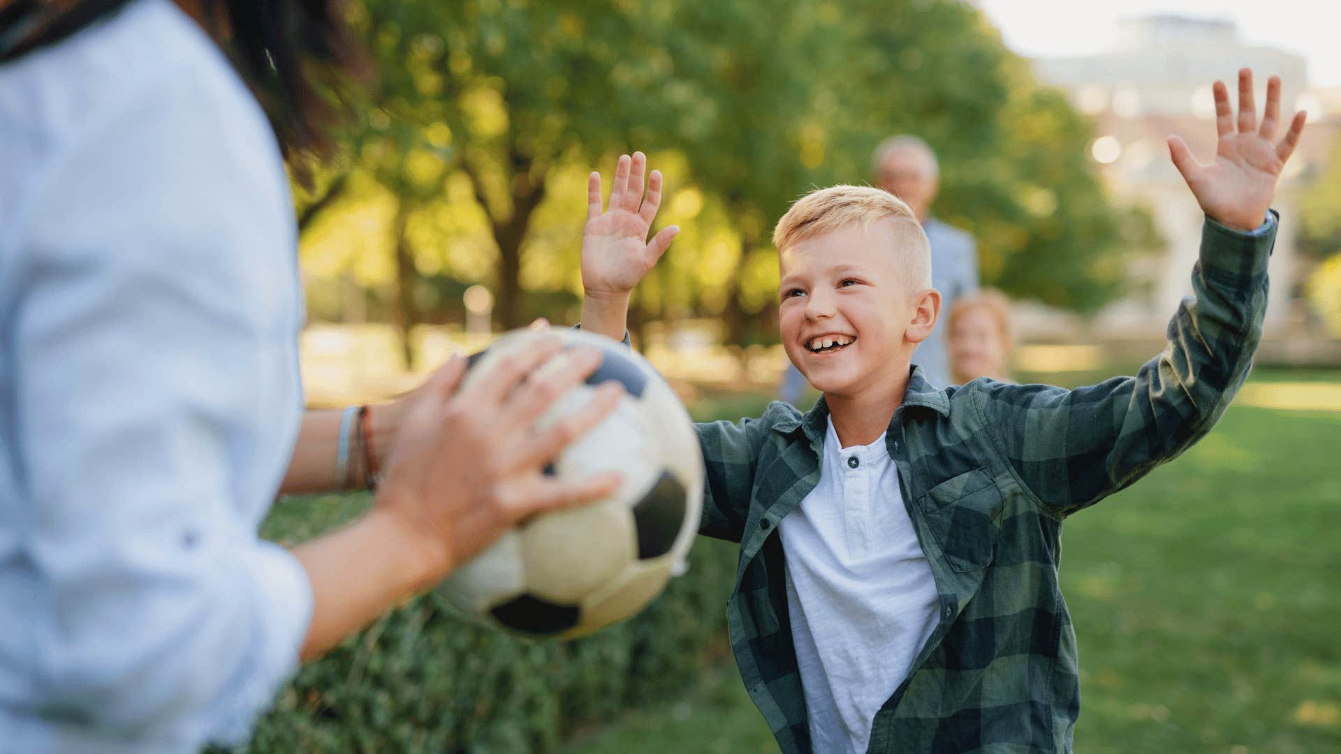 mom and son celebrating achievement together