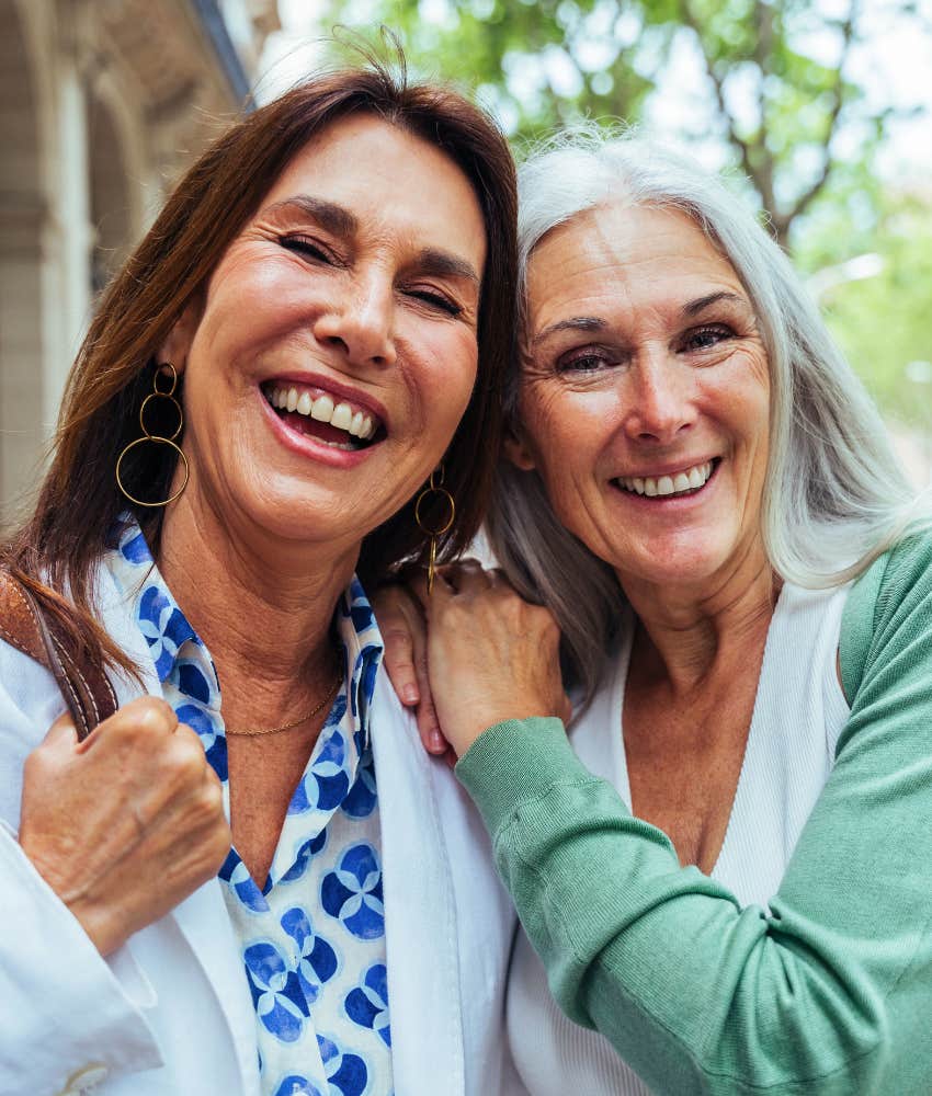older women enjoy spending time together
