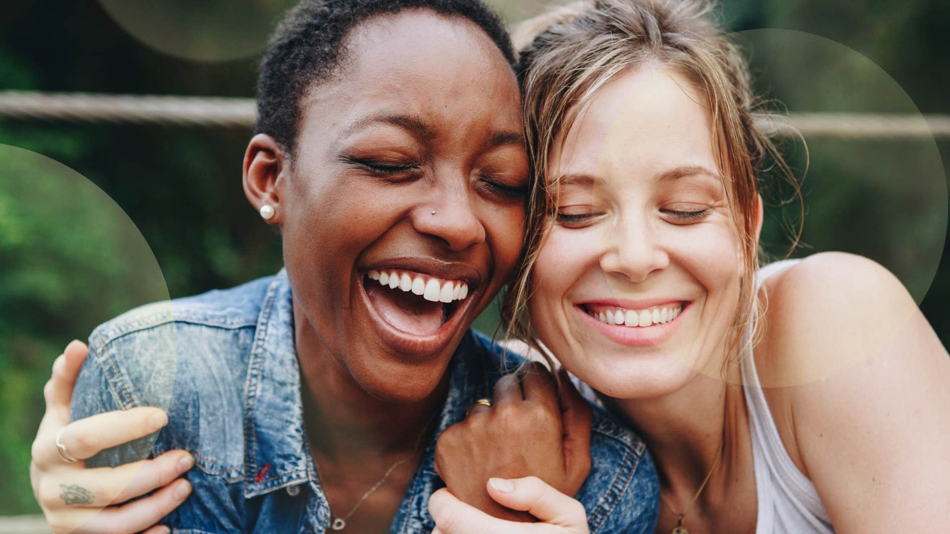 two people laugh until their faces hurt for good heart medicine