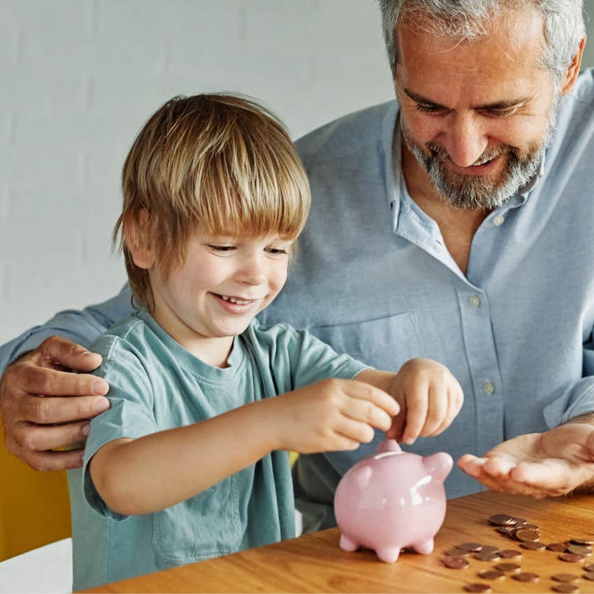 baby boomer sharing his wealth with his grandson