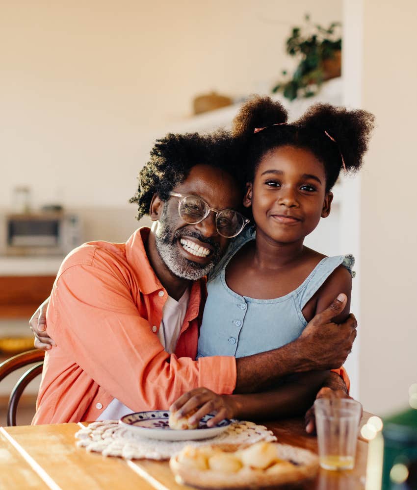 parent hugs kid showing gratitude