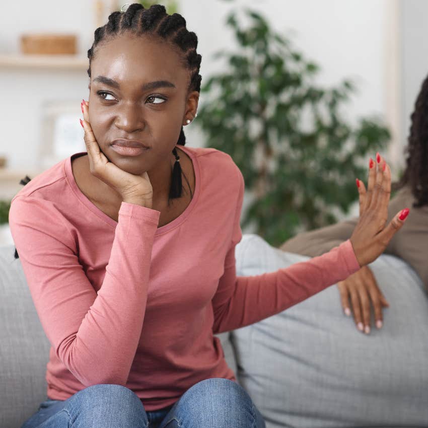 young woman embarrassed by changing her opinion