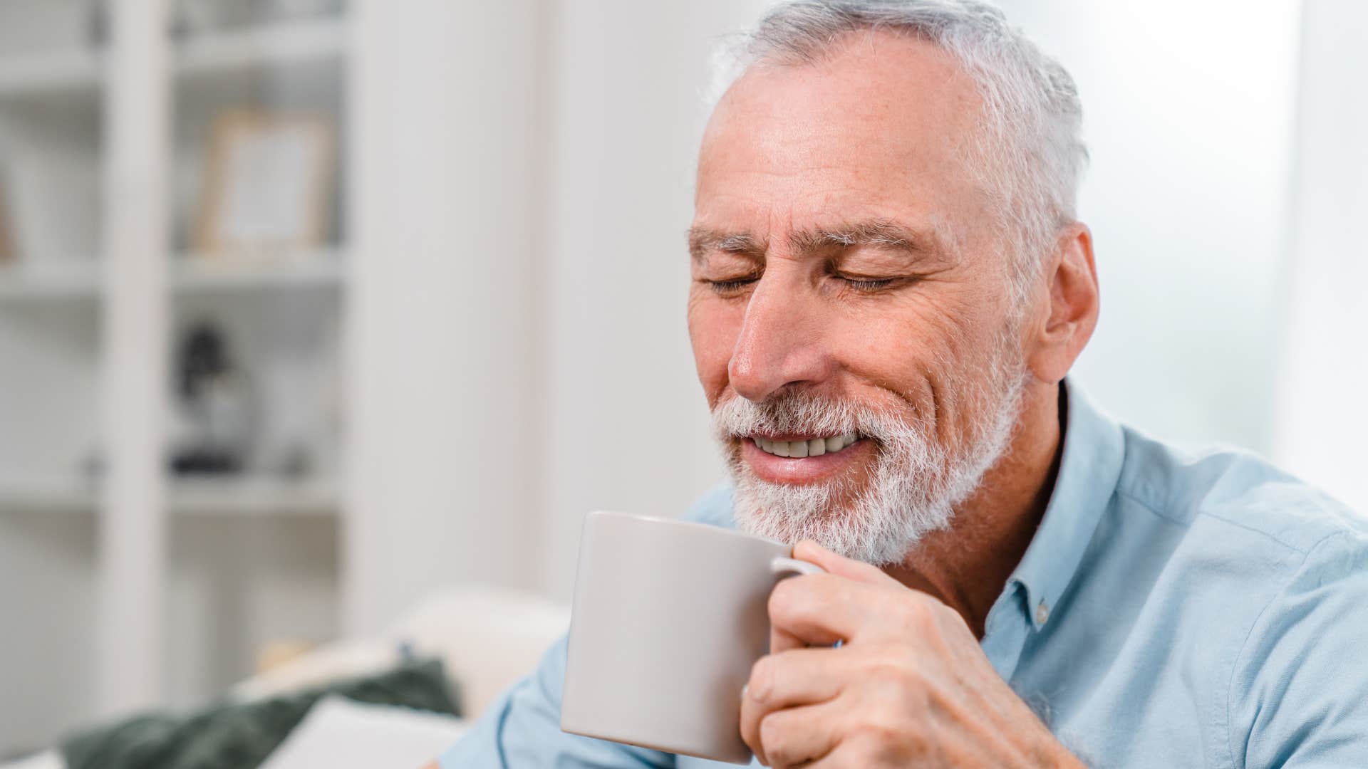 older man enjoying awkward silences at home