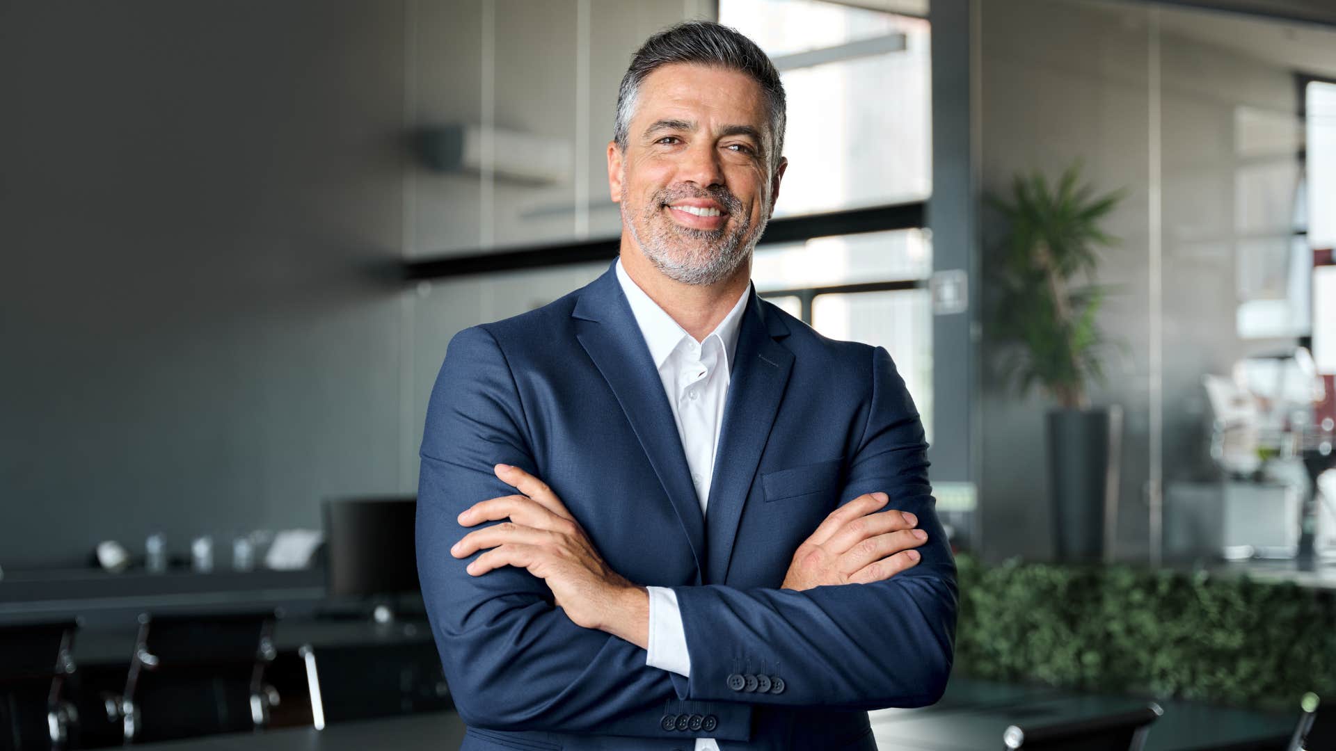 man in suit looking confident thinking independently