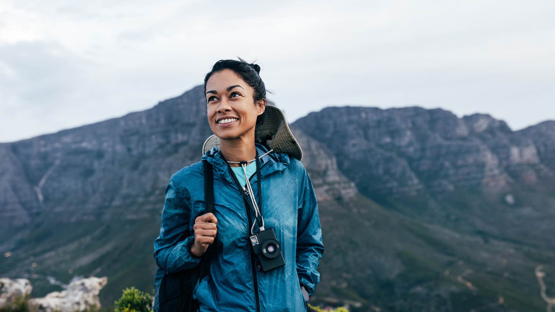 thrill-seeking woman on a hike