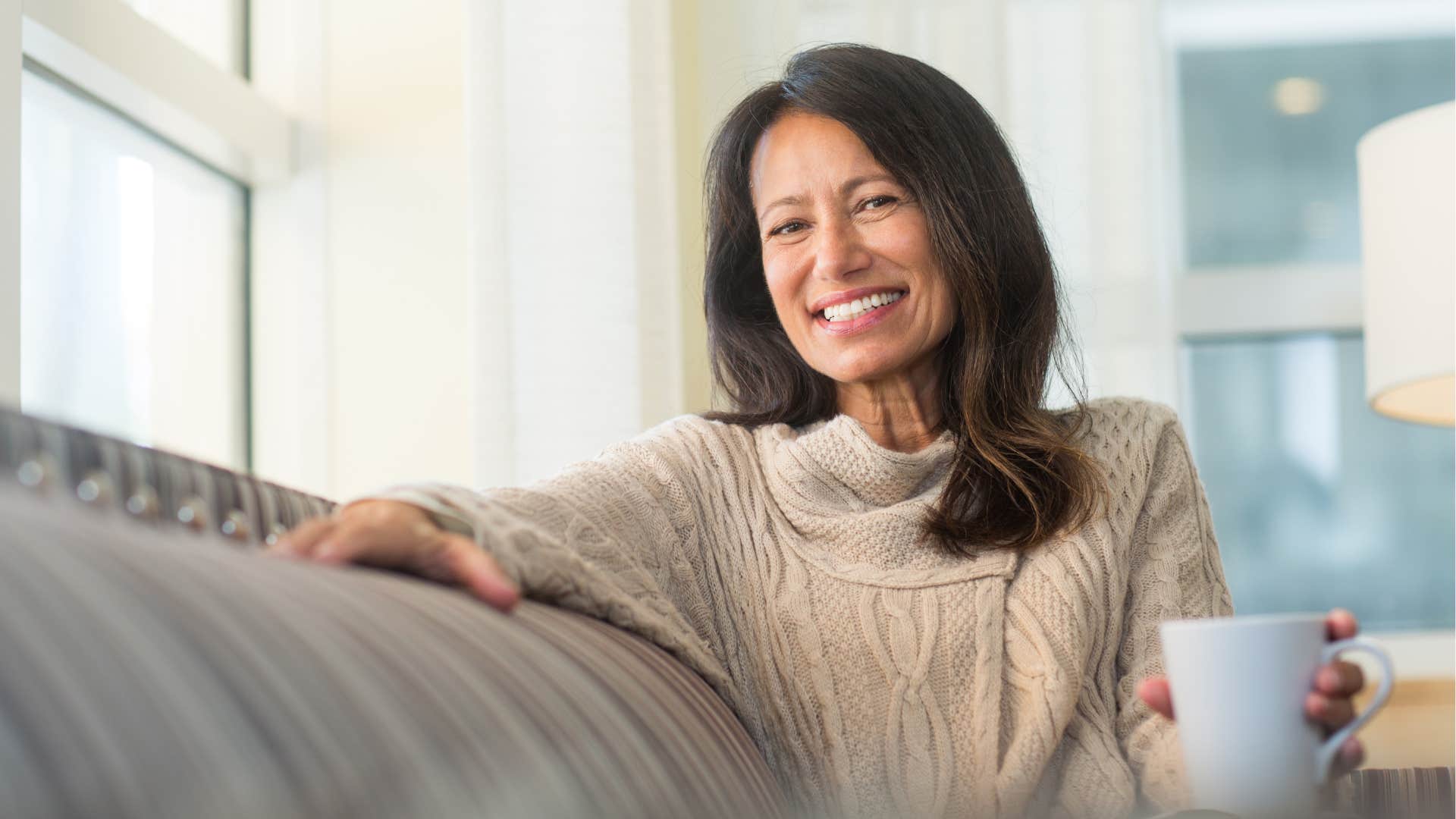 Healthy older person relaxes showing alignment with self