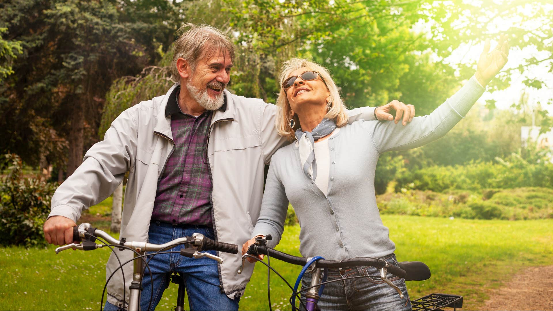 healthy older couple enjoy sunlight