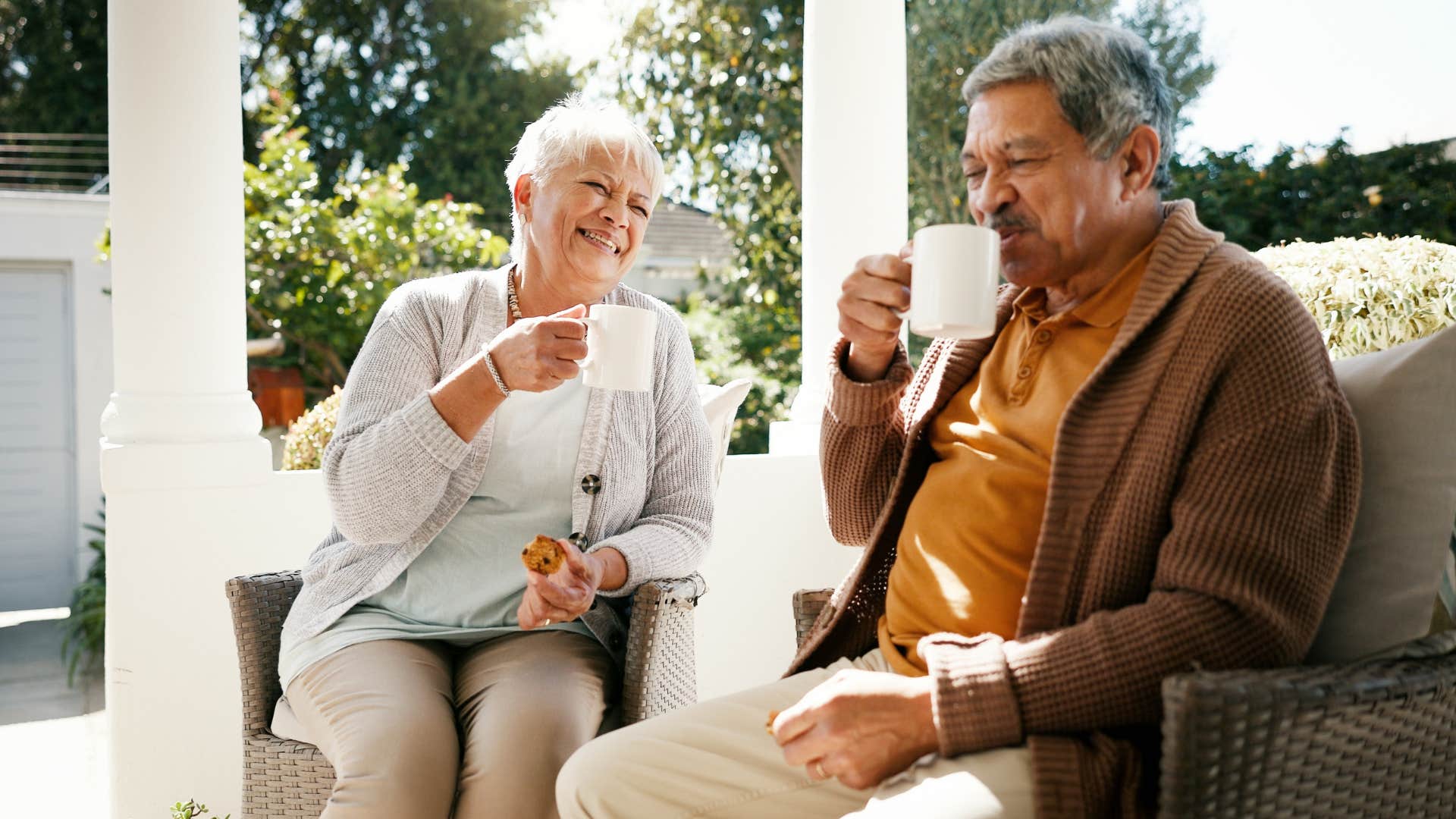 happy older couple relaxing showing acceptance