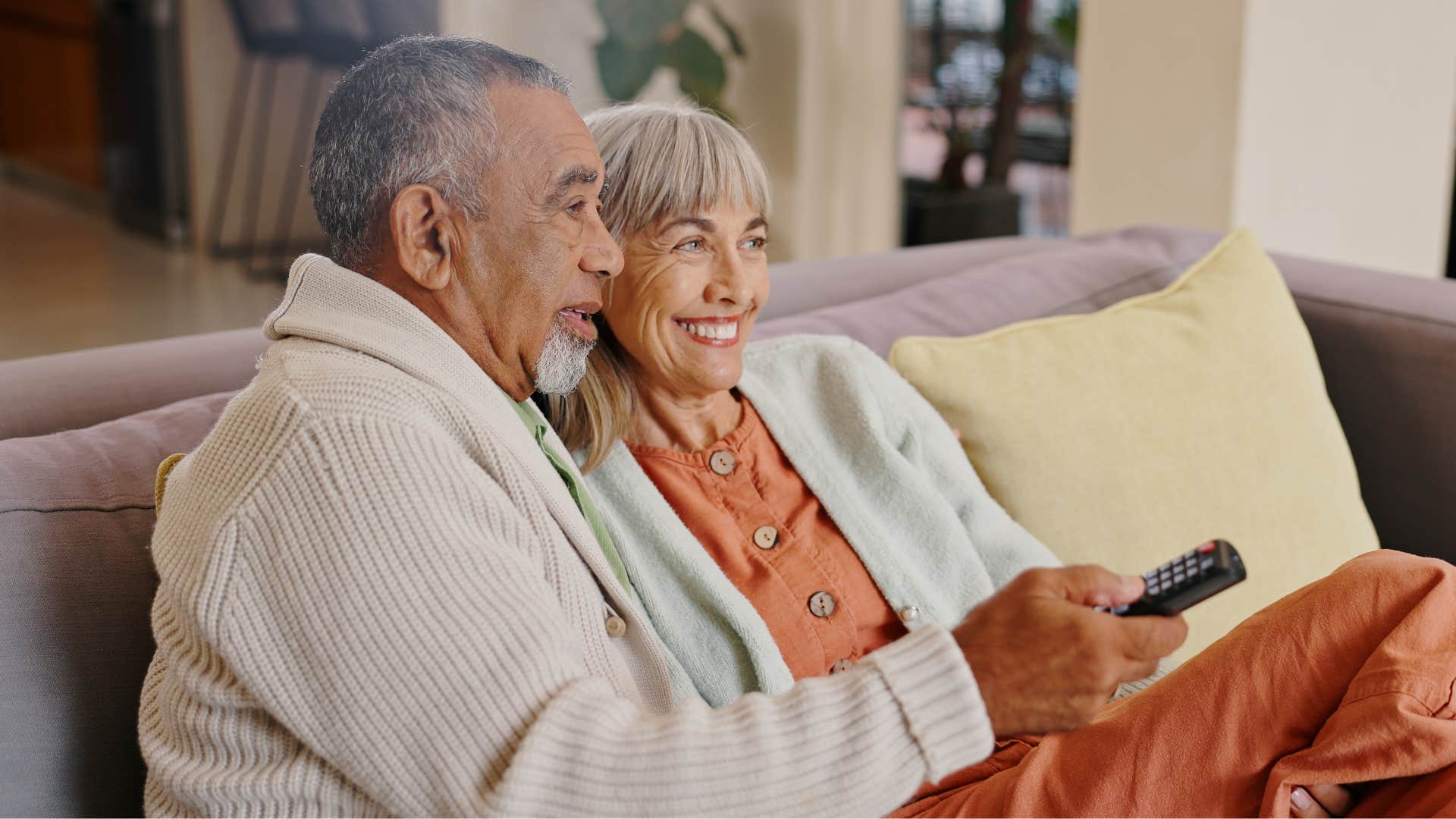 happy older couple take it easy showing healthy attachment