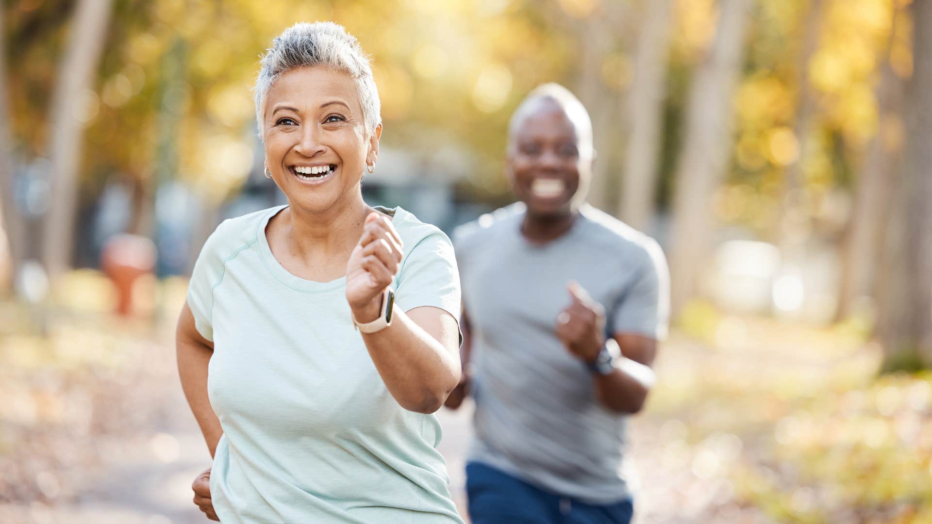 older couple exercise showing way to quiet mind