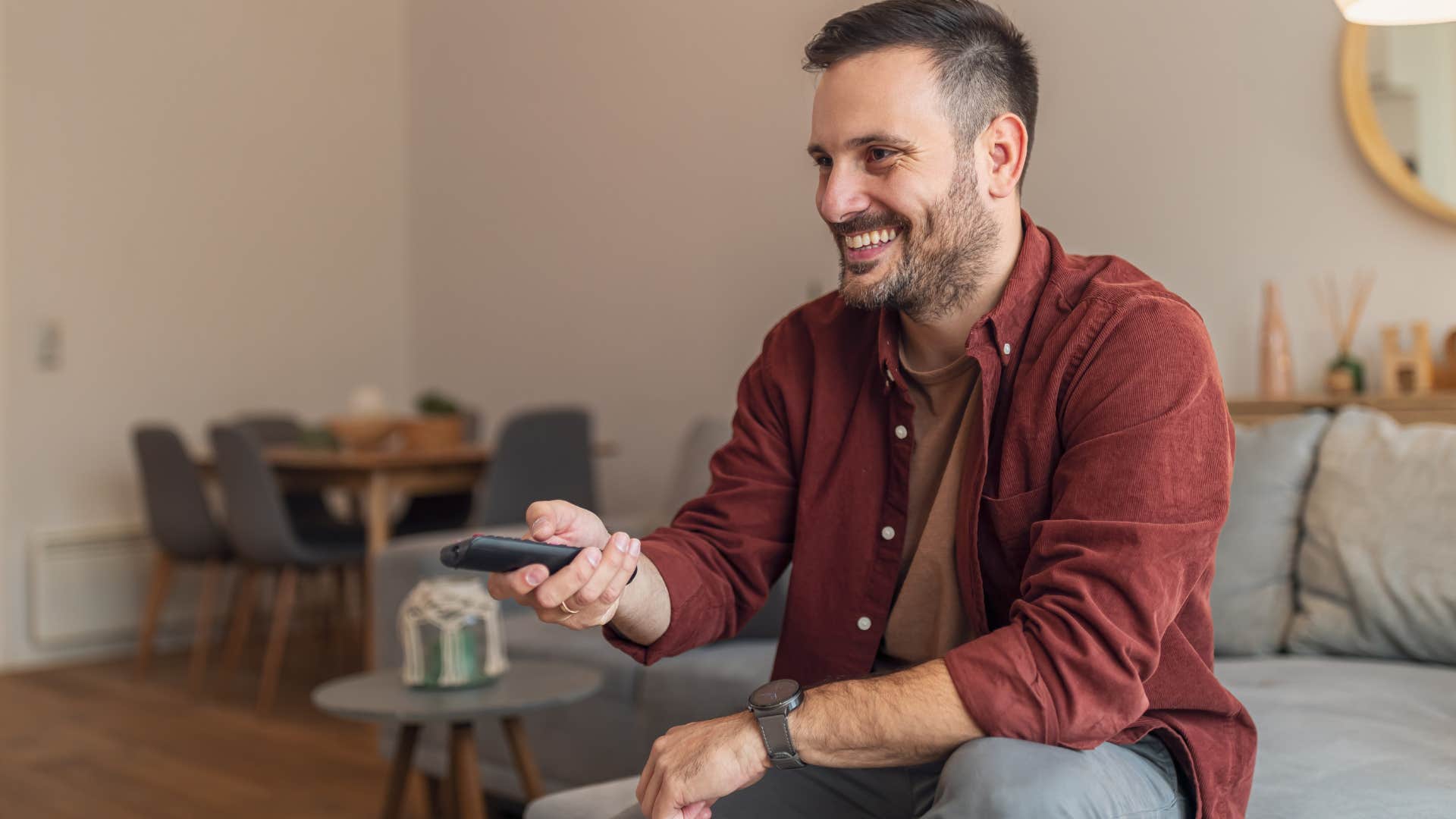 old-fashioned man watching his comfort show MASH