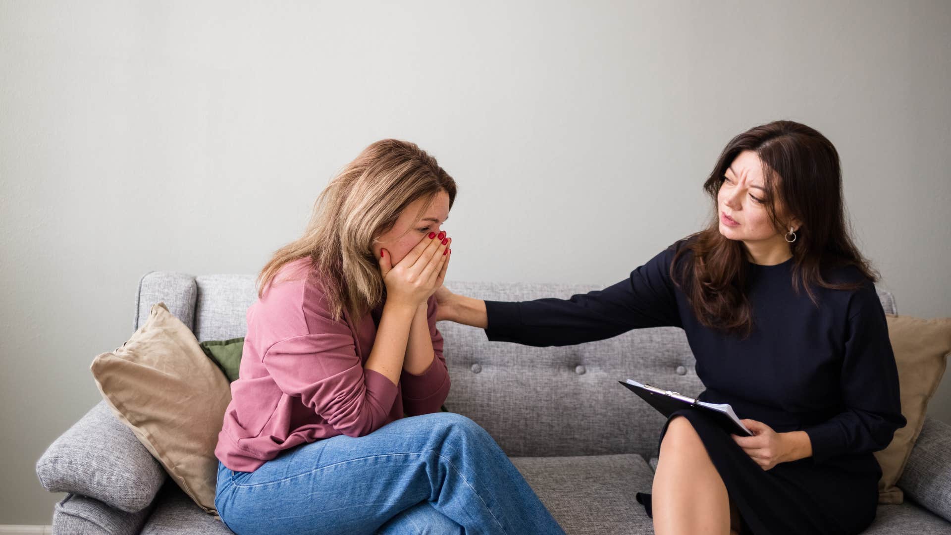 therapist who understands no one is perfect comforting client