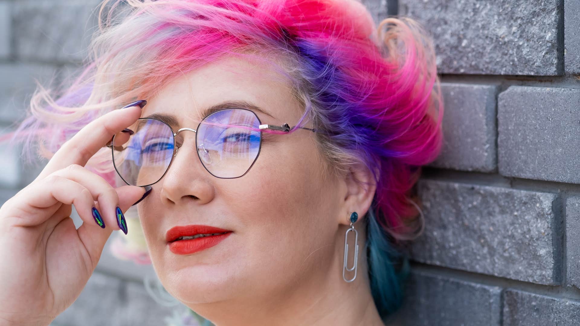 woman with colorful hair not being performative
