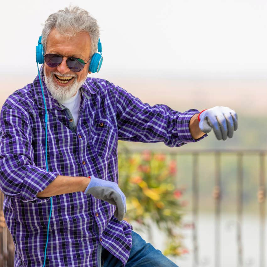 nostalgic man who grew up listening to 60s and 70s music